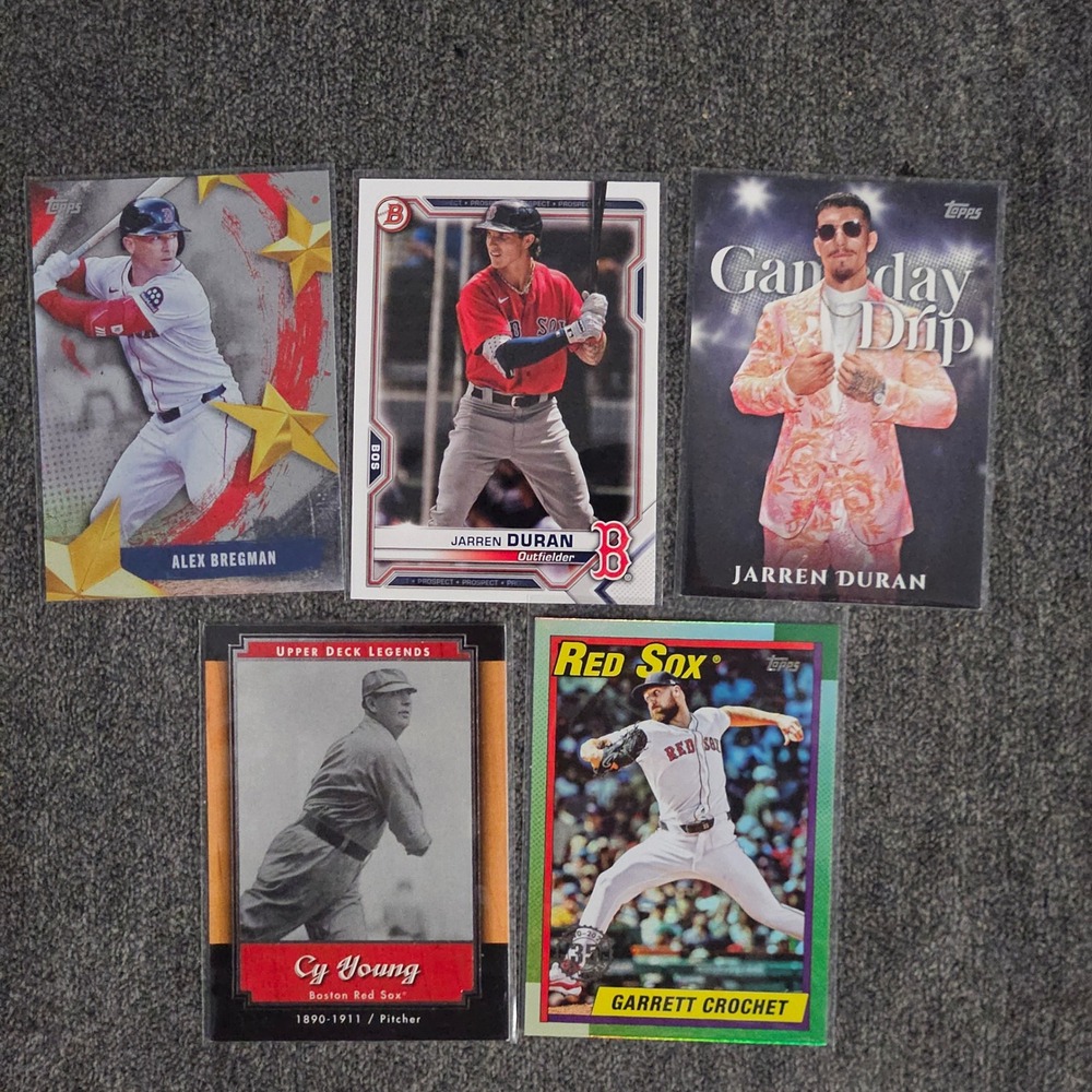 Lot of (5) Boston Red Sox Mixed Team Lot Baseball Cards Duran, Crochet
